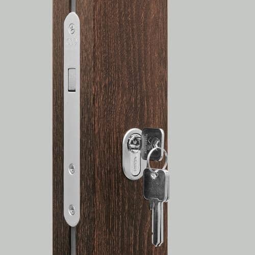 Door Locks Thumb and Key Turn in Brushed Metal
