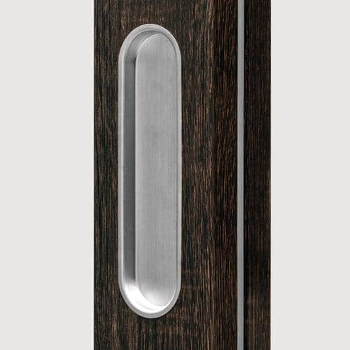 Door Pull Oblong in Brushed Metal